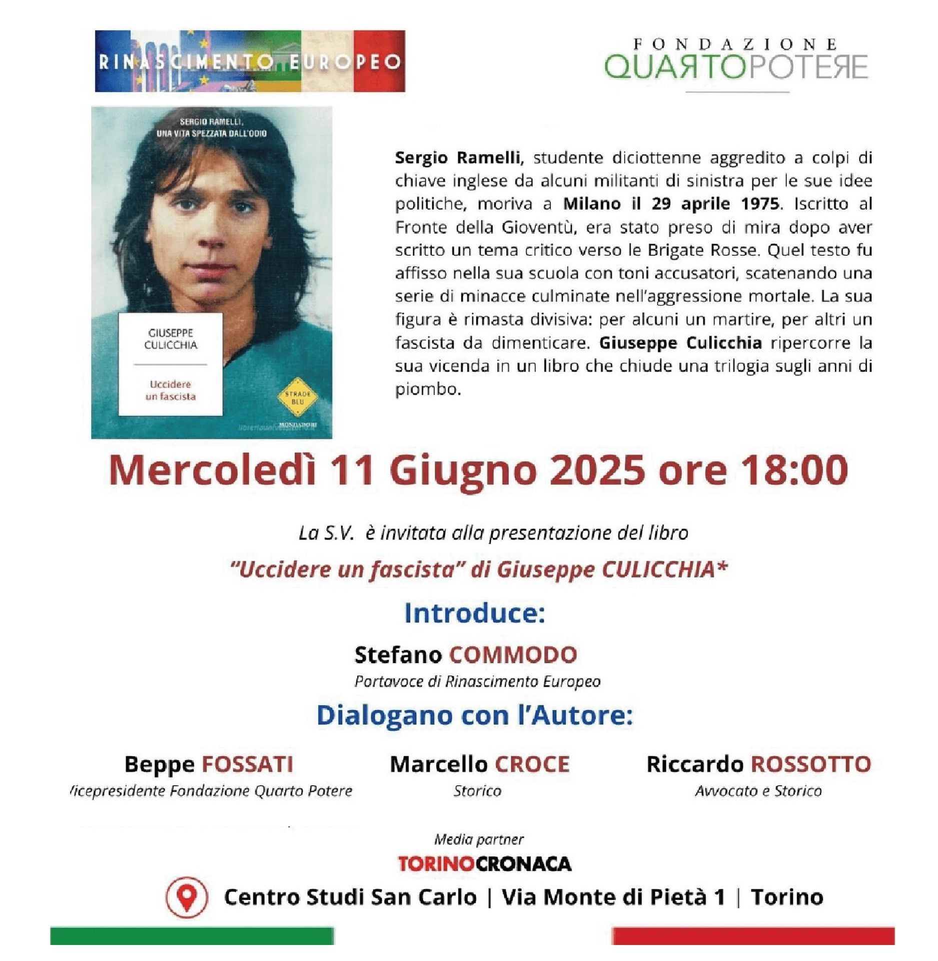 Presentazione del libro "Uccidere un fascista" di Giuseppe Culicchia